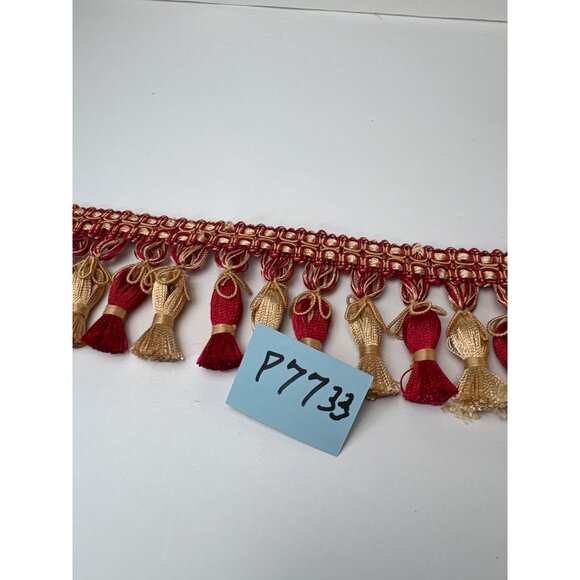 Decorative Red & Gold Tassel Trim Ribbon 1 yard + 20" Festive Accents Vtg - Picture 11 of 13